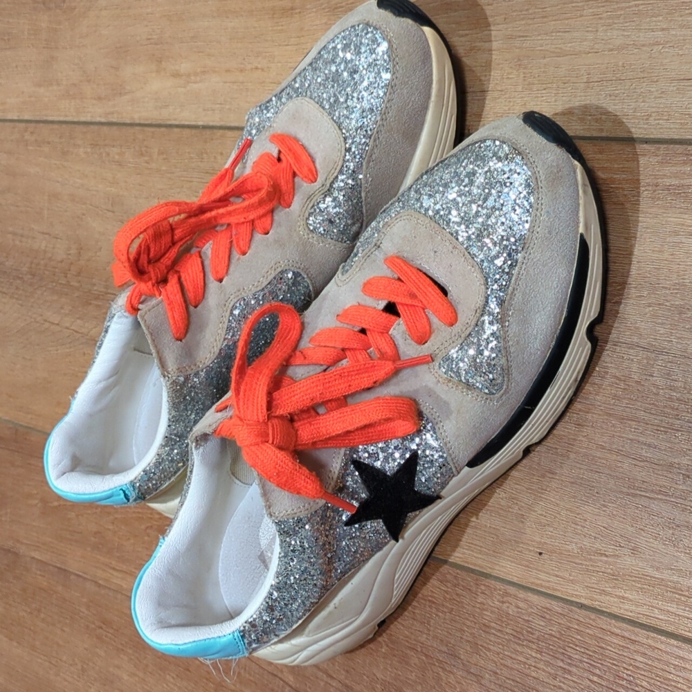 White Raven Glitter Tennis Shoes